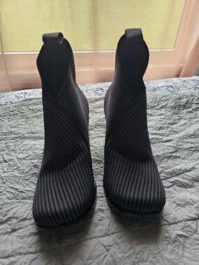 Women's Black Knit Sock Booties - Stretch Ankle Boots
